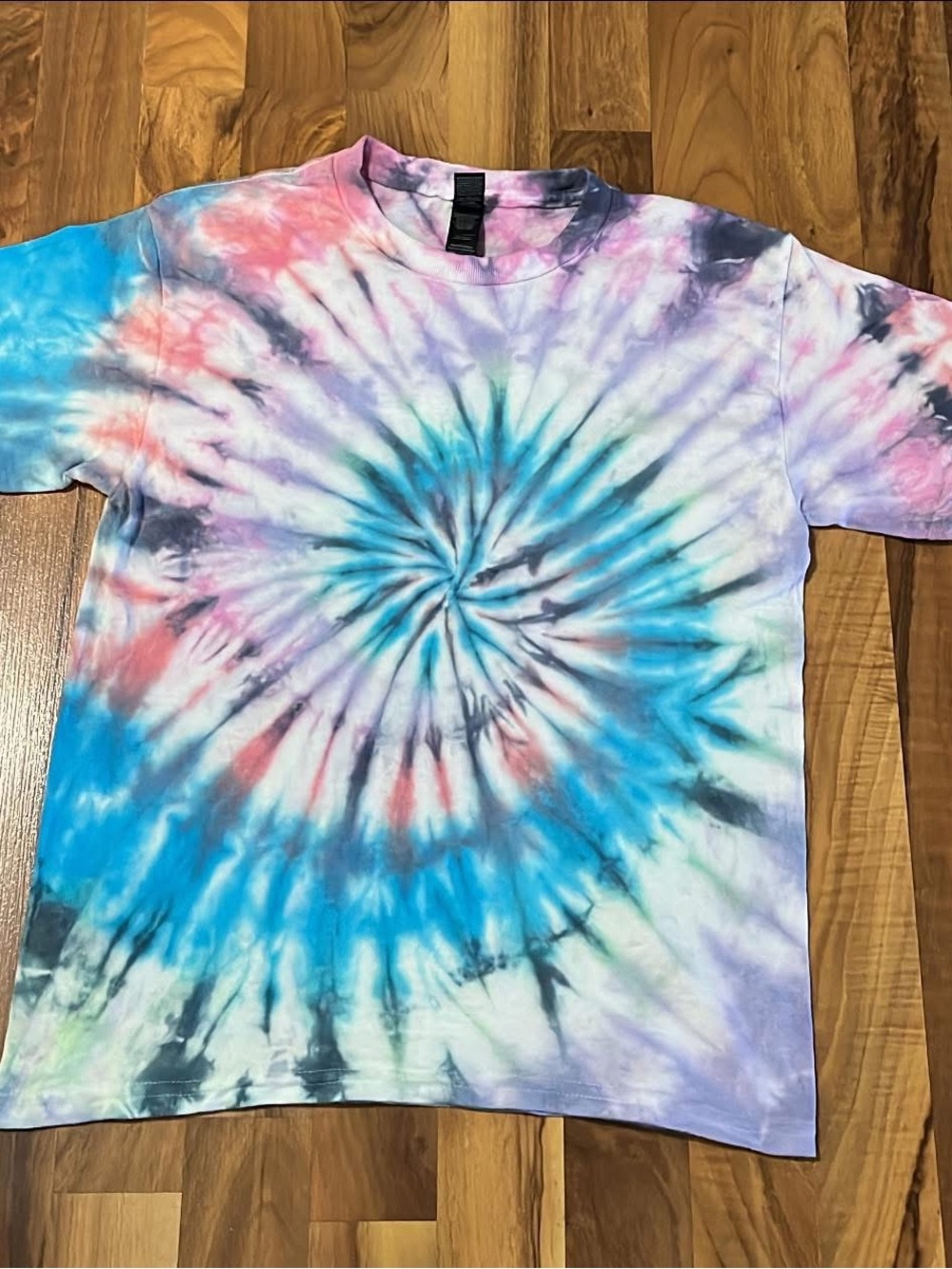 Spiral Tie-Dye Tee in Blue, Pink & Purple